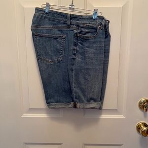 Blue jean shorts with cuffs